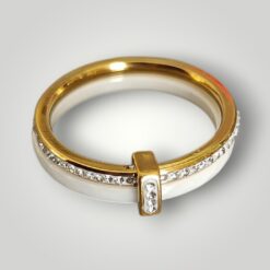Doppelt Ring Gold mit Titan Weiss